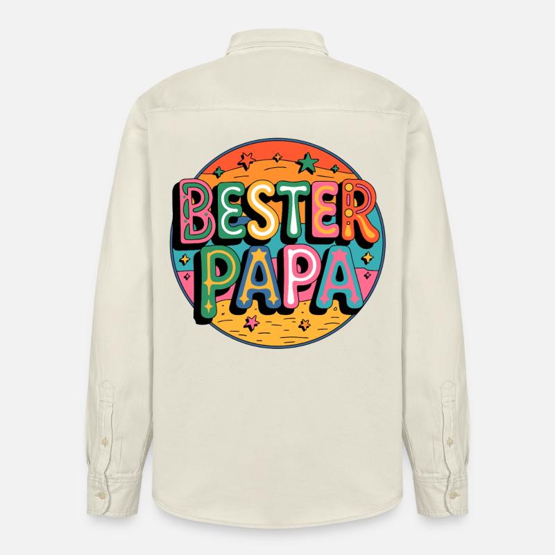 Bester Papa Farbexplosion - Relaxed Fit Unisex Organic Hemd von Stanley/Stella - Natur