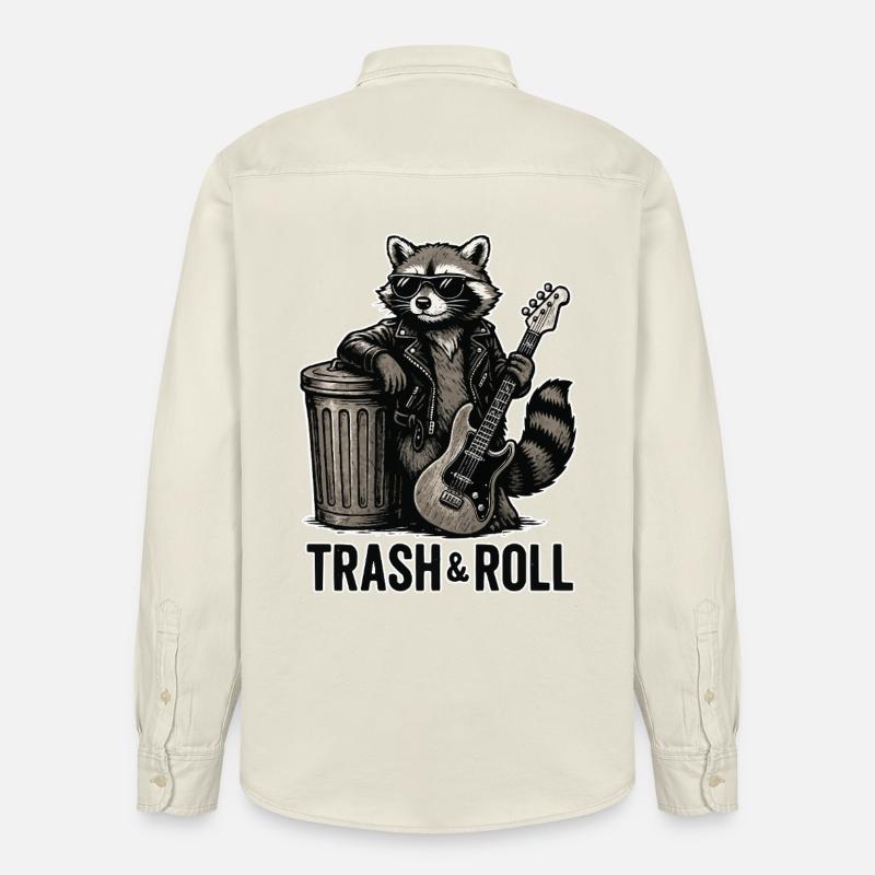 Trash & Roll Waschbär mit Gitarre - Relaxed Fit Unisex Organic Hemd von Stanley/Stella - Natur