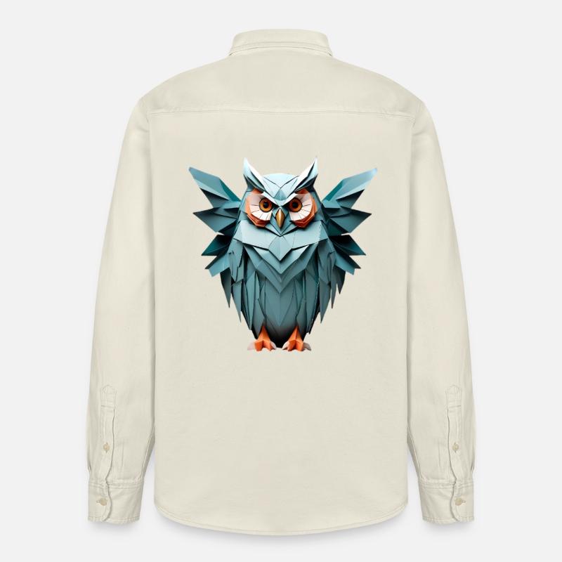 Blau Low-Poly Eule Design - Relaxed Fit Unisex Organic Hemd von Stanley/Stella - Natur