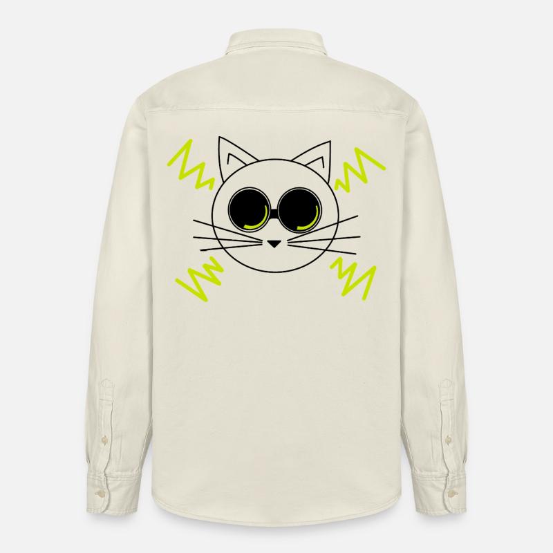 Chat de l’espace - Chemise unisexe coupe décontractée bio Stanley/Stella - écru doux