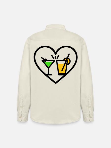 Cocktails Heart Summer Party Beach Gift - Relaxed Fit Unisex Organic Shirt by Stanley/Stella - soft Ecru