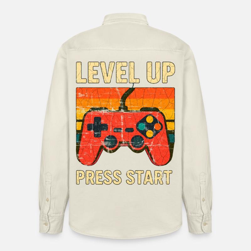 Montée de niveau Rétro Controller Art - Chemise unisexe coupe décontractée bio Stanley/Stella - écru doux