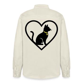 Cat Heart Silhouette Cute Pet Lover - Relaxed Fit Unisex Organic Shirt by Stanley/Stella - soft Ecru - Back - AI Model Male 178 light (178cm)