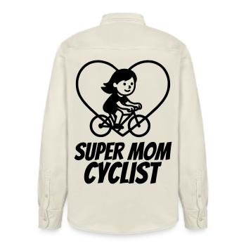 Super Mama Radfahrerin – Fahrrad Herz - Relaxed Fit Unisex Organic Hemd von Stanley/Stella - Natur - Hinten - AI Model Male 178 light (178cm)