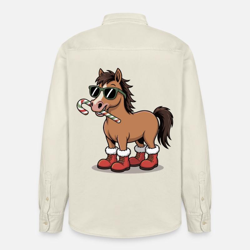 Cheval d’hiver dans le style canne d’orge - Chemise unisexe coupe décontractée bio Stanley/Stella - écru doux