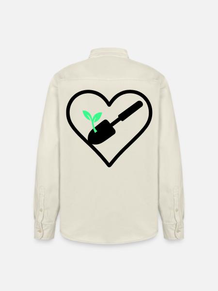 Gardening Heart – Green Passion - Relaxed Fit Unisex Organic Shirt by Stanley/Stella - soft Ecru
