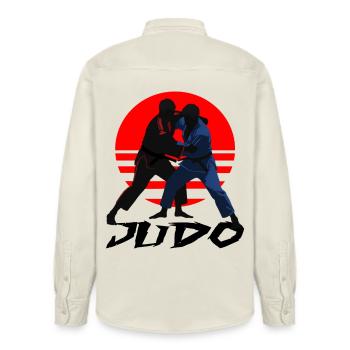 Judo - Relaxed Fit Unisex Organic Hemd von Stanley/Stella - Natur - Hinten - AI Model Male 178 light (178cm)