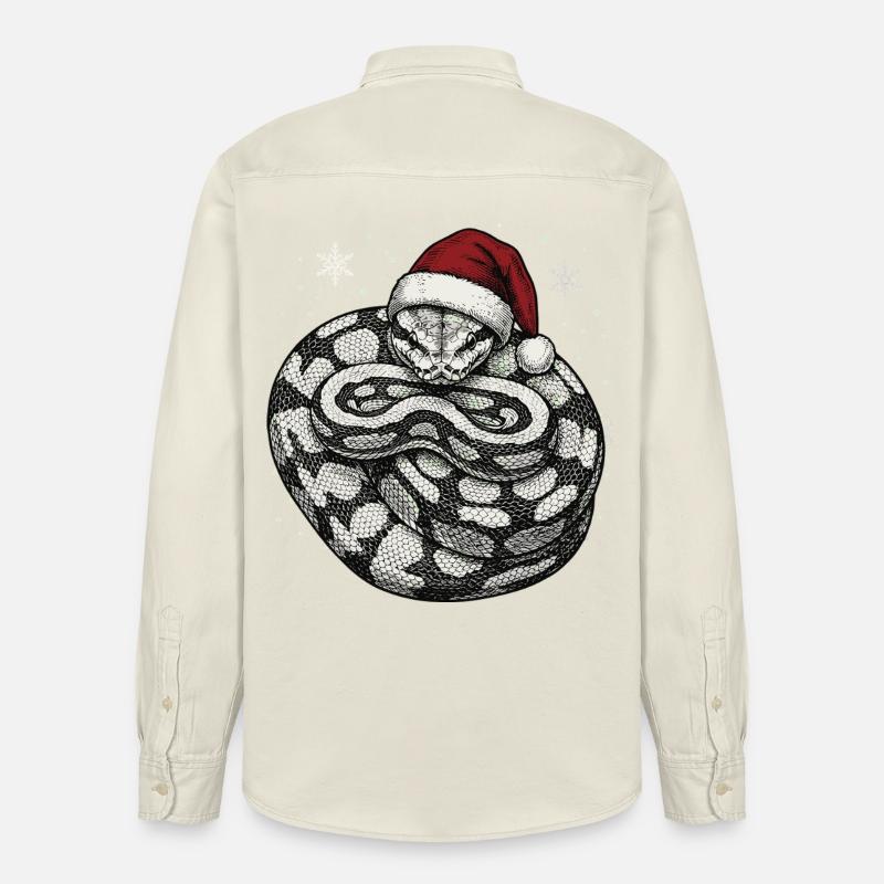 Königspython Weihnachten Ball Python Schlange - Relaxed Fit Unisex Organic Hemd von Stanley/Stella - Natur