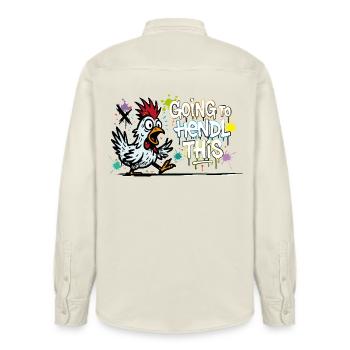 Going to Hendl This Graffiti Denglisch Spruch - Relaxed Fit Unisex Organic Hemd von Stanley/Stella - Natur - Hinten - AI Model Male 178 light (178cm)