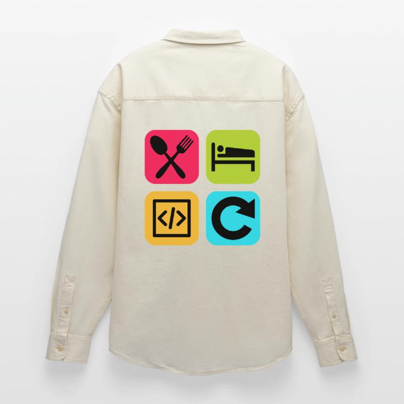 Manger Dormir Code Répéter Citation drôle Dev Chemise unisexe coupe décontractée bio Stanley/Stella