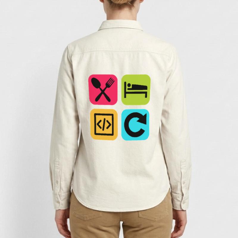 Manger Dormir Code Répéter Citation drôle Dev Chemise unisexe coupe décontractée bio Stanley/Stella