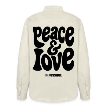 PEACE LOVE #1 - let's talk - Chemise unisexe coupe décontractée bio Stanley/Stella - écru doux - Dos - AI Model Male 178 light (178cm)