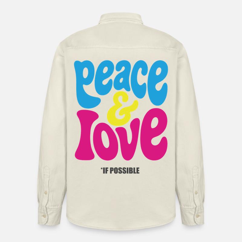 PEACE LOVE #4 - let's talk - Chemise unisexe coupe décontractée bio Stanley/Stella - écru doux