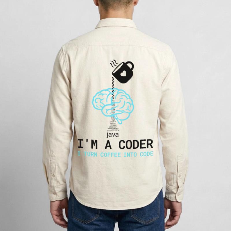 T-shirt Coder : Du café dans le code – Nerdy Programmie Chemise unisexe coupe décontractée bio Stanley/Stella