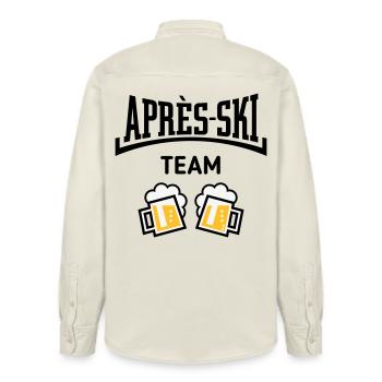 Après-Ski Team (Bier Apres Ski Konkav / POS 3C) - Relaxed Fit Unisex Organic Hemd von Stanley/Stella - Natur - Hinten - AI Model Male 178 light (178cm)