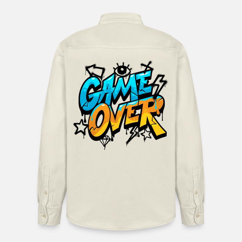 Game Over Graffiti Neon Gradient - Relaxed Fit Unisex Organic Shirt by Stanley/Stella - soft Ecru