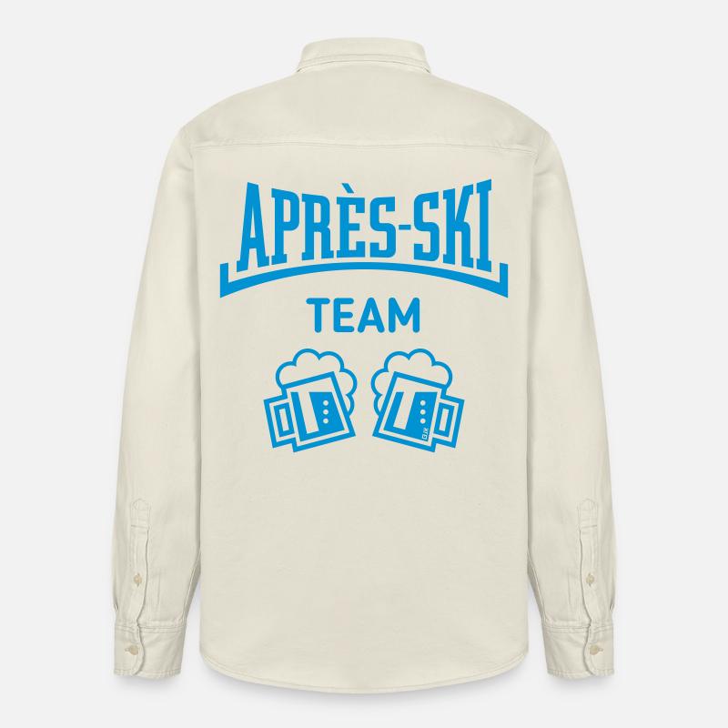 Équipe Après-Ski (Bière Après-Ski Concave / Bleu) - Chemise unisexe coupe décontractée bio Stanley/Stella - écru doux