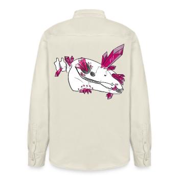 Kristallschädel - Pferd (von Leni Riosa) - Relaxed Fit Unisex Organic Hemd von Stanley/Stella - Natur - Hinten - AI Model Male 178 light (178cm)