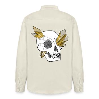 Crystal Skull - Human (by Leni Riosa) - Relaxed Fit Unisex Organic Shirt by Stanley/Stella - soft Ecru - Back - AI Model Male 178 light (178cm)