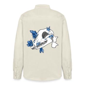 Crystal Skull - Canidae (by Leni Riosa) - Relaxed Fit Unisex Organic Shirt by Stanley/Stella - soft Ecru - Back - AI Model Male 178 light (178cm)