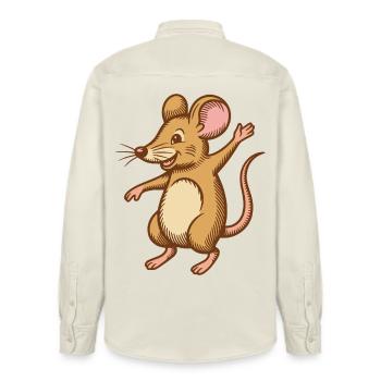 Süße Maus tanzt springt happy lustig glücklich - Relaxed Fit Unisex Organic Hemd von Stanley/Stella - Natur - Hinten - AI Model Male 178 light (178cm)