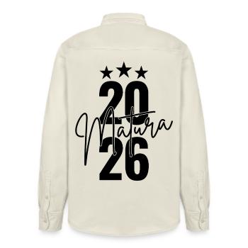 Maturité 2026 - Chemise unisexe coupe décontractée bio Stanley/Stella - écru doux - Dos - AI Model Male 178 light (178cm)