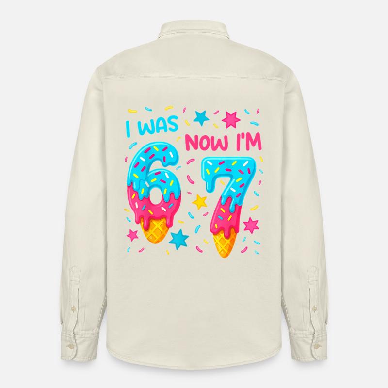 Anniversaire de sept ans 67 J’avais six ans Maintenant j’ai sept ans - Chemise unisexe coupe décontractée bio Stanley/Stella - écru doux