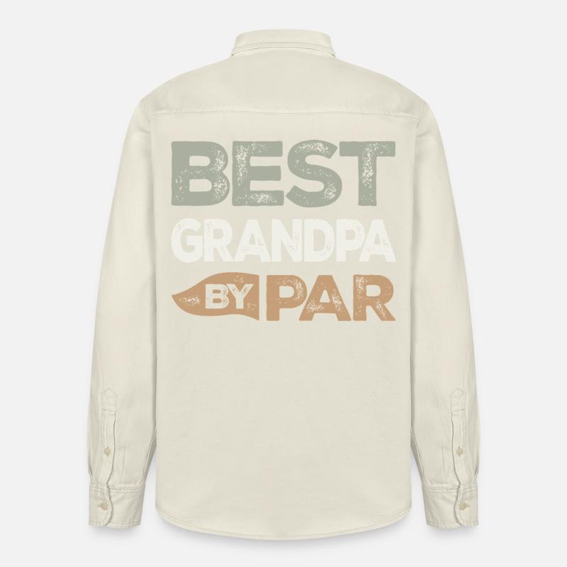 Bedste bedstefar efter par Sjov Golf Bedstefars Ord - Stanley/Stella unisex skjorte afslappet pasform økologisk - blød ecru