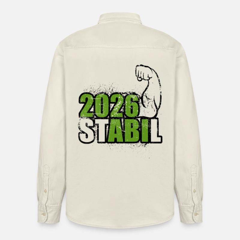 Stabil Abi 2026 - Biceps - Abitur - Spruch - Chemise unisexe coupe décontractée bio Stanley/Stella - écru doux