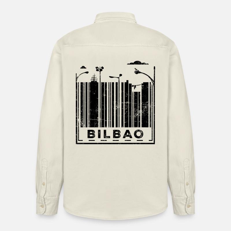 Code-barres de Bilbao - Chemise unisexe coupe décontractée bio Stanley/Stella - écru doux