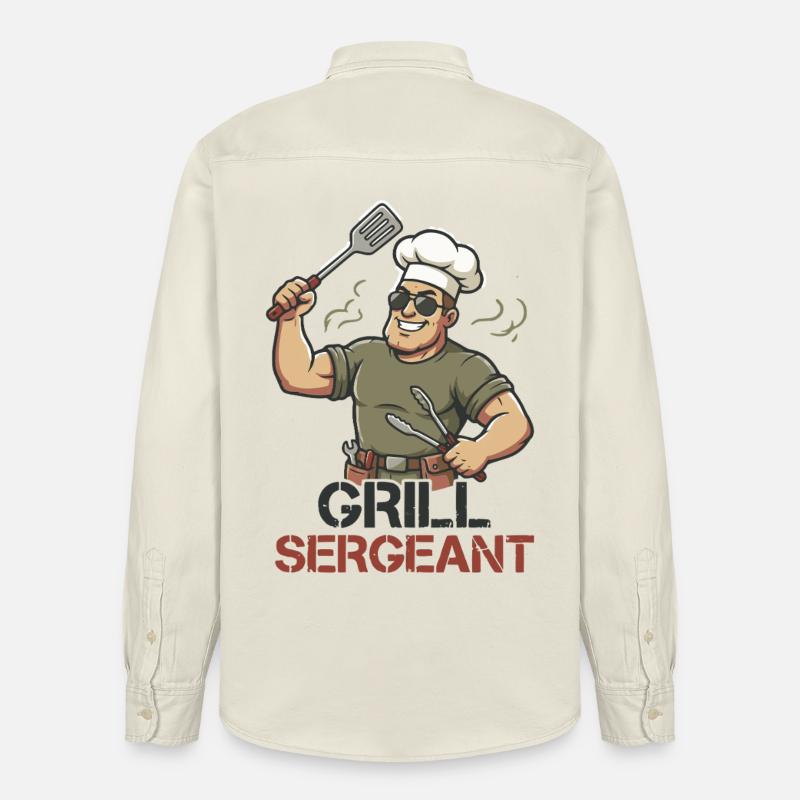 Grill Sergeant Lustiger BBQ Grillchef - Relaxed Fit Unisex Organic Hemd von Stanley/Stella - Natur