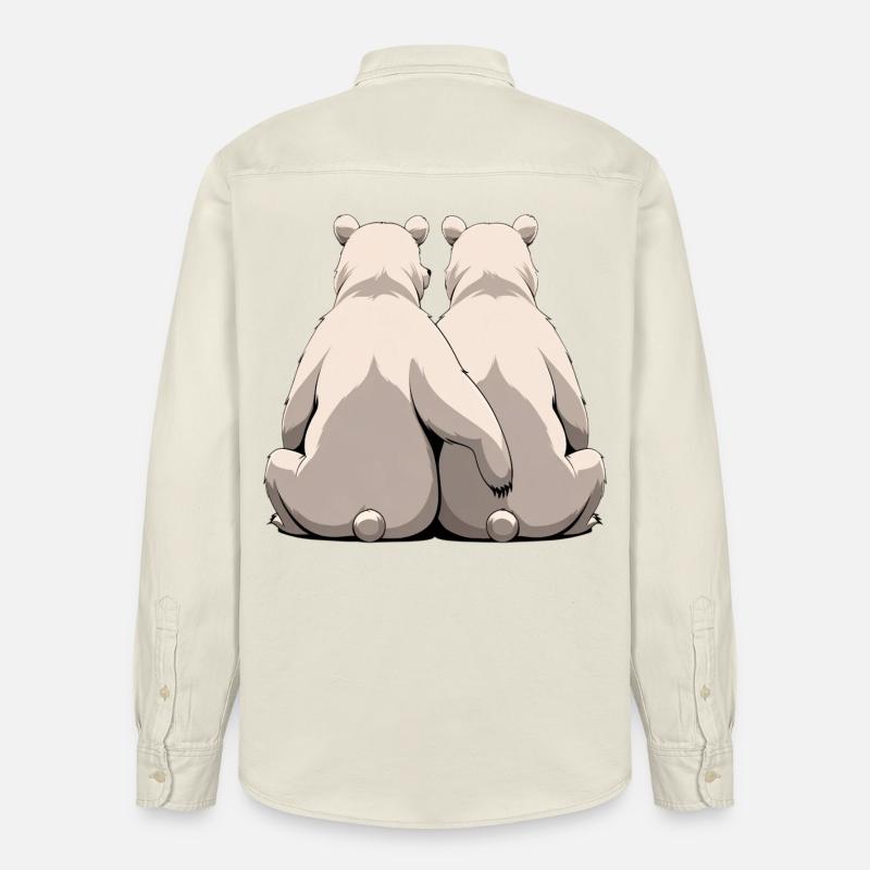 Deux ours blancs dos à dos - Chemise unisexe coupe décontractée bio Stanley/Stella - écru doux