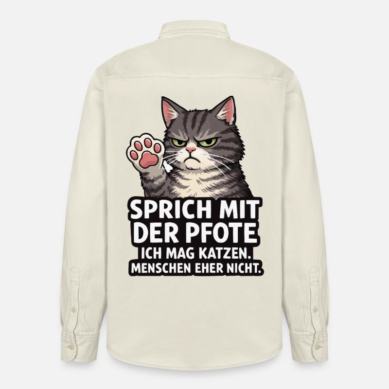 Sprich mit der Pfote – Grumpy Katze - Relaxed Fit Unisex Organic Shirt by Stanley/Stella - soft Ecru