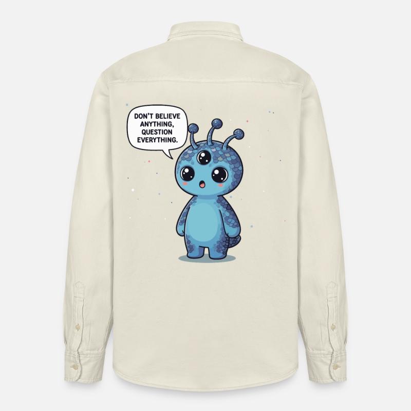 Niedlicher Alien: Statement - Alles hinterfragen - Relaxed Fit Unisex Organic Hemd von Stanley/Stella - Natur