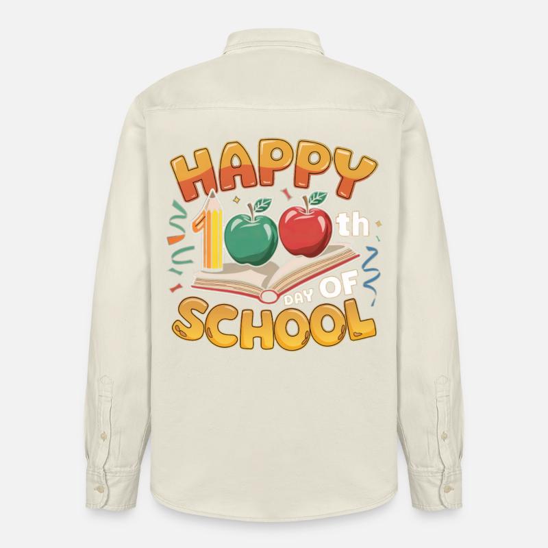 Conception du centième anniversaire de l’école - Chemise unisexe coupe décontractée bio Stanley/Stella - écru doux