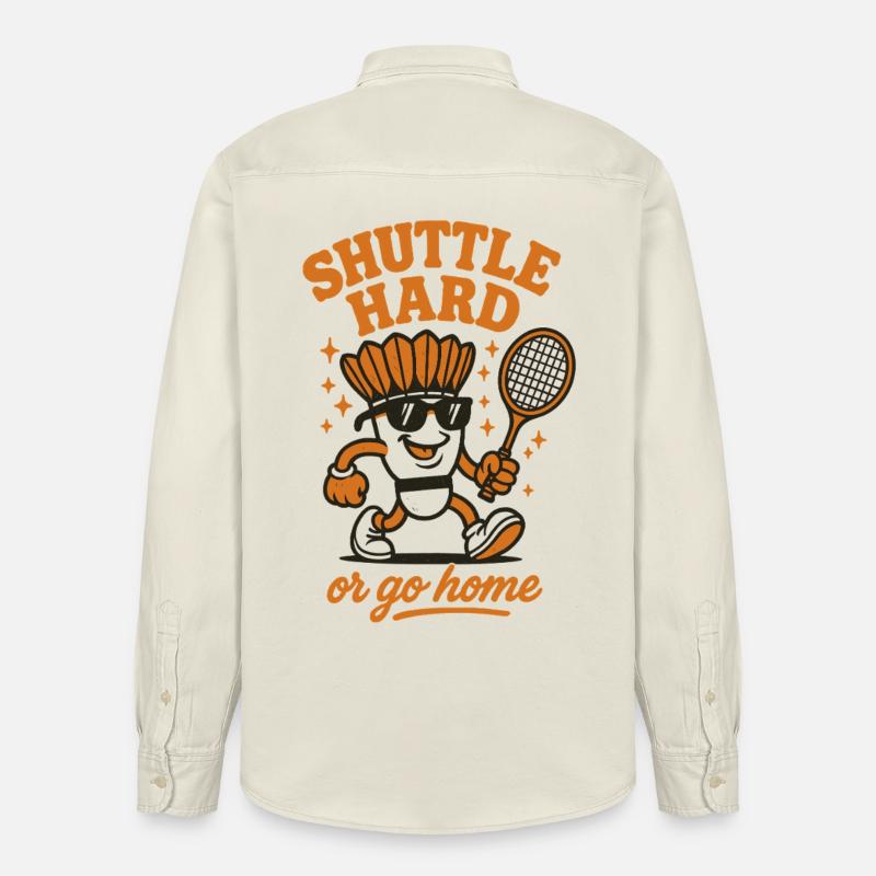 Navette Difficile | Motivation du badminton - Chemise unisexe coupe décontractée bio Stanley/Stella - écru doux