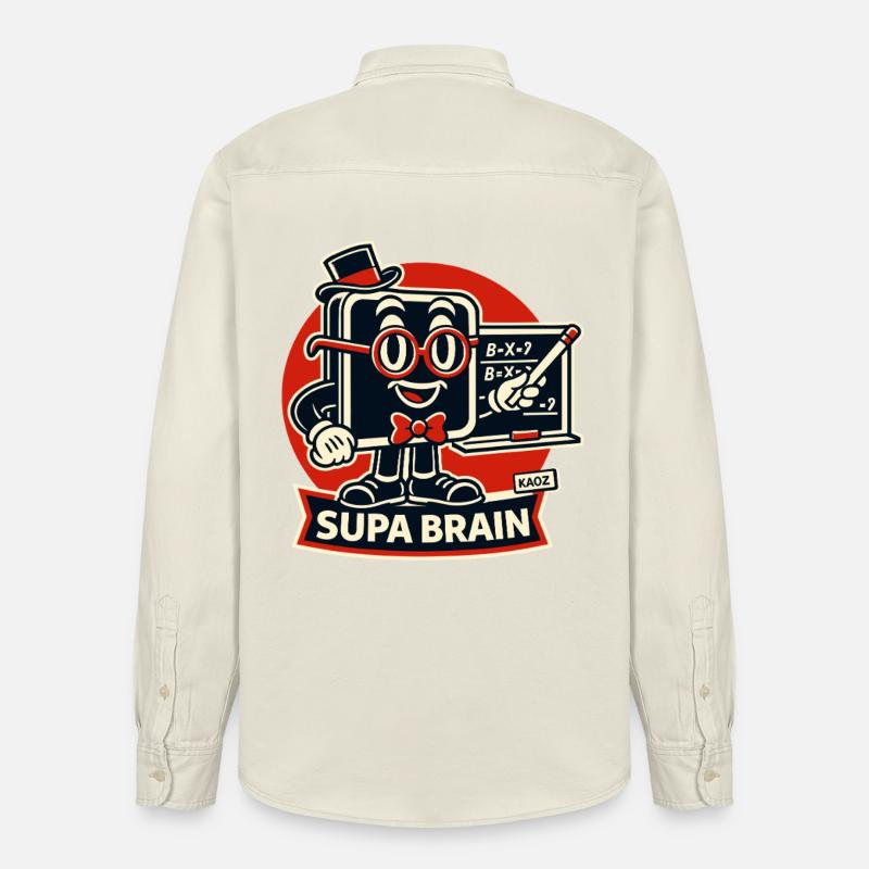 Supa Brain Brain Math Hero - Camicia unisex vestibilità rilassata bio di Stanley/Stella - ecru morbido