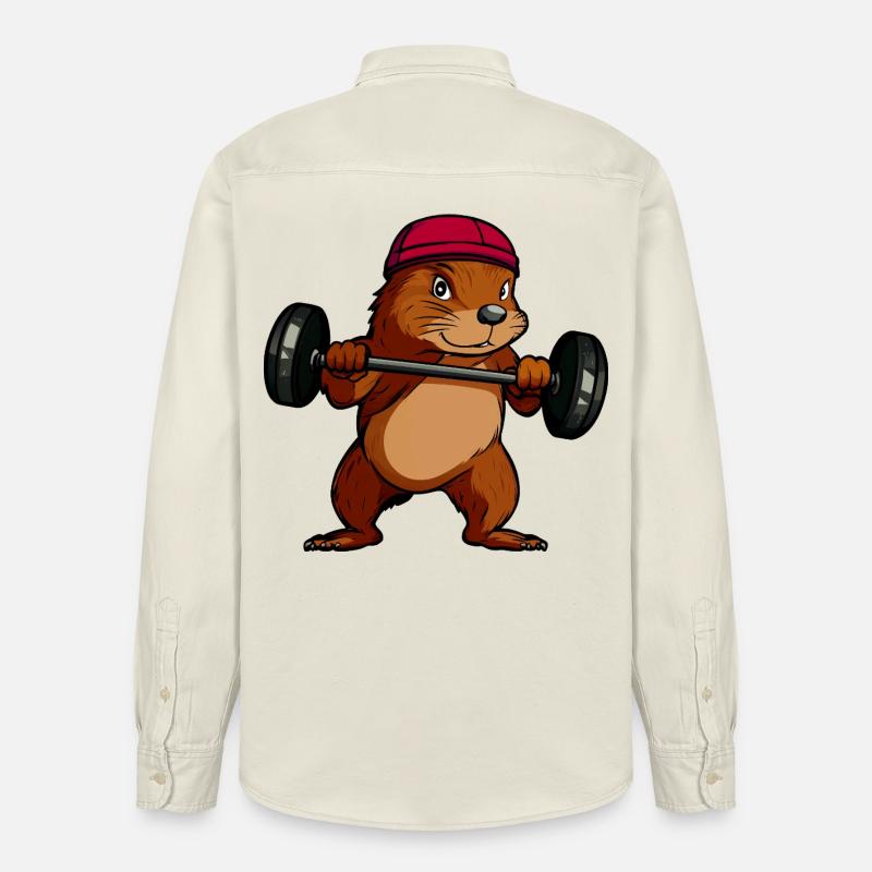 Kraftvoller Eichhörnchen-Hantelheld - Relaxed Fit Unisex Organic Hemd von Stanley/Stella - Natur