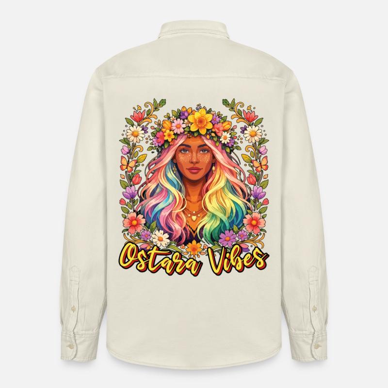 Ostara Vibes Joyeuses Pâques Ostara - Chemise unisexe coupe décontractée bio Stanley/Stella - écru doux