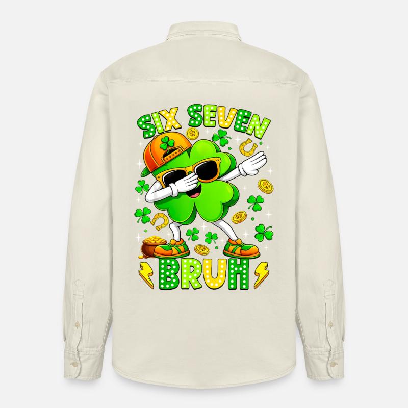 Six Seven Bruh Meme 67 St Patrick Day - Chemise unisexe coupe décontractée bio Stanley/Stella - écru doux