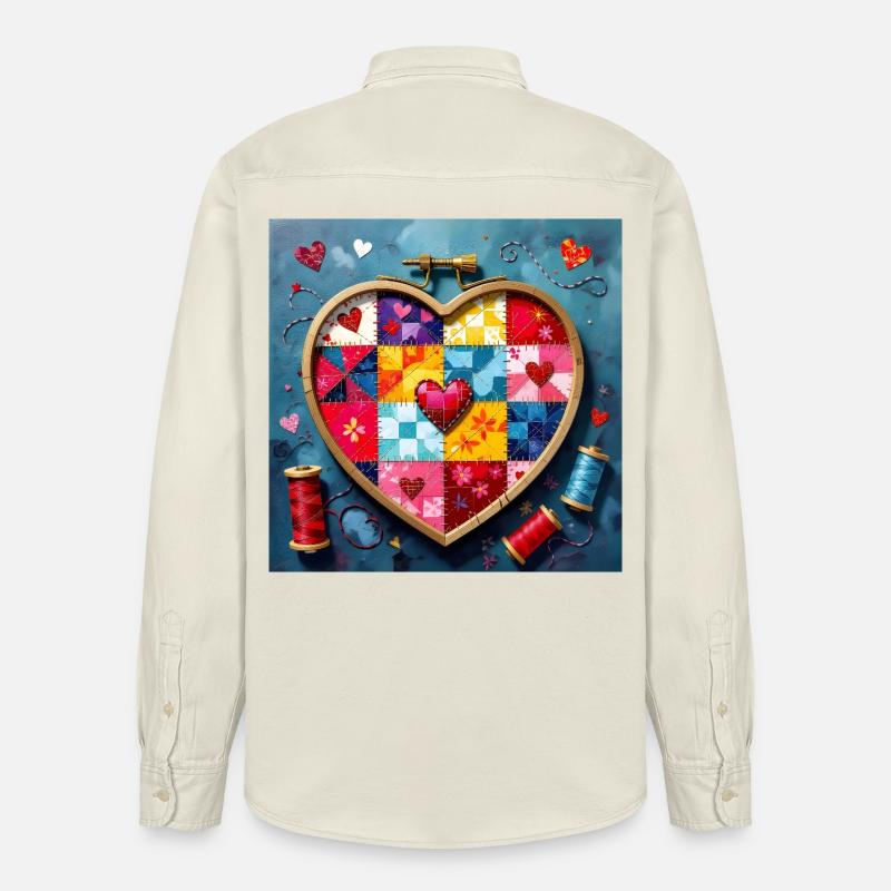 Art patchwork en cœur - Chemise unisexe coupe décontractée bio Stanley/Stella - écru doux