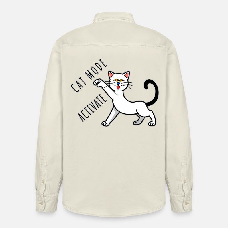 Activation du mode chat - Chemise unisexe coupe décontractée bio Stanley/Stella - écru doux