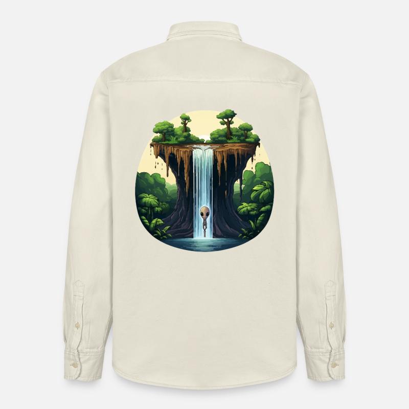 Alien am Wasserfall im Dschungel - Relaxed Fit Unisex Organic Hemd von Stanley/Stella - Natur