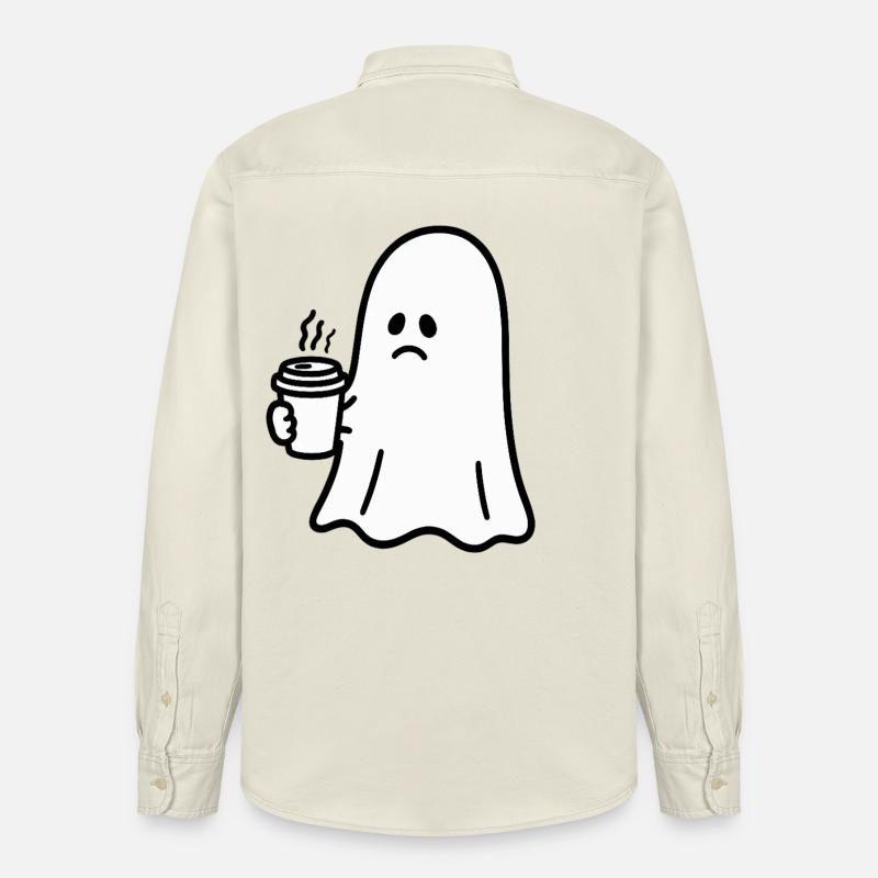 Geist Kaffee Halloween Süßes oder Saures - Relaxed Fit Unisex Organic Hemd von Stanley/Stella - Natur
