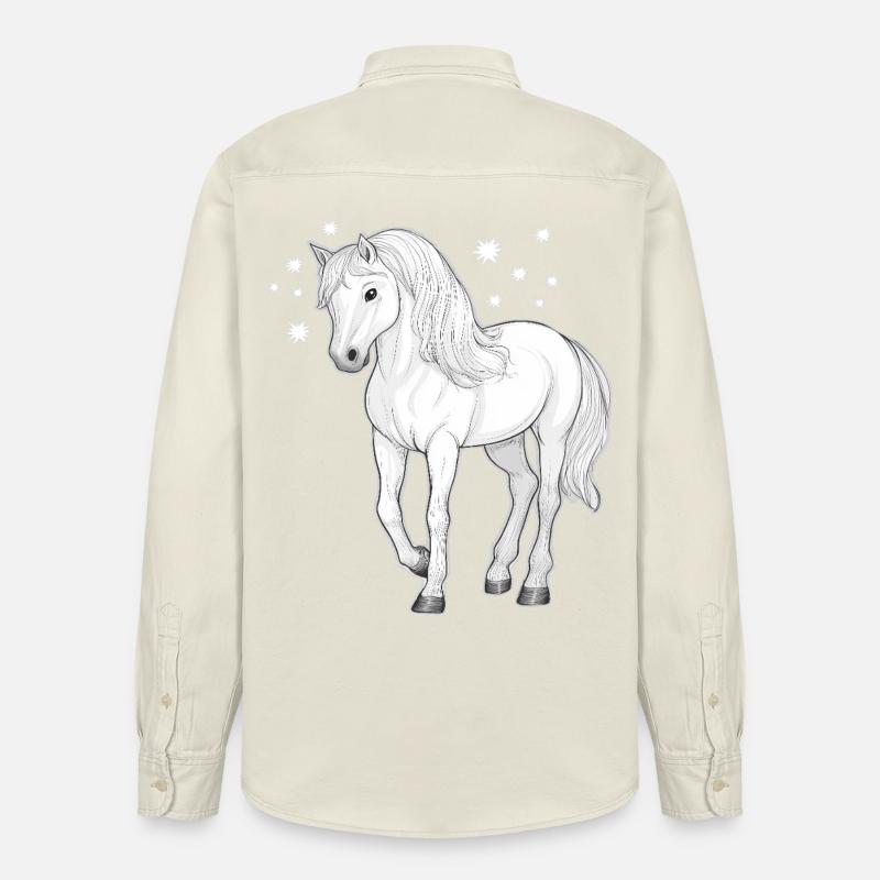 Hest med stjerner - Stanley/Stella unisex skjorte afslappet pasform økologisk - blød ecru