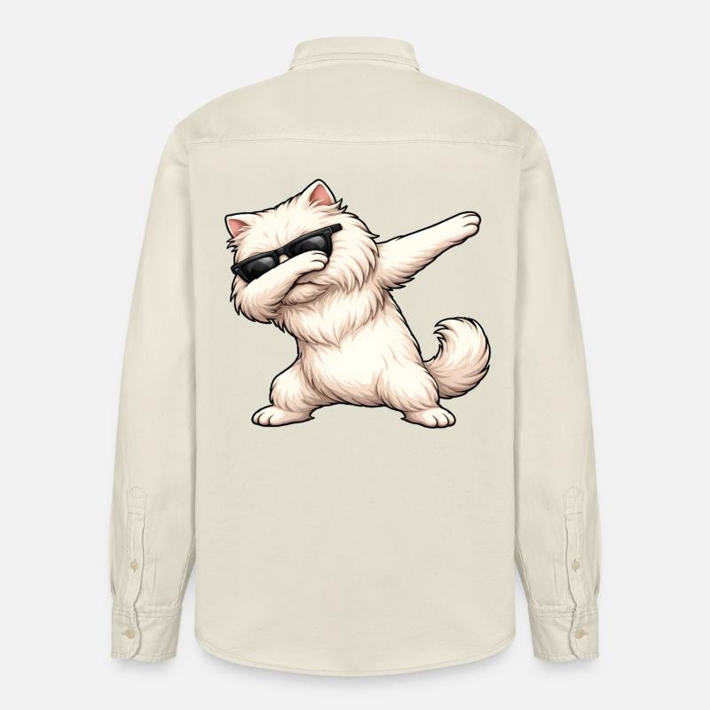 Dab du chat perse - Chemise unisexe coupe décontractée bio Stanley/Stella - écru doux