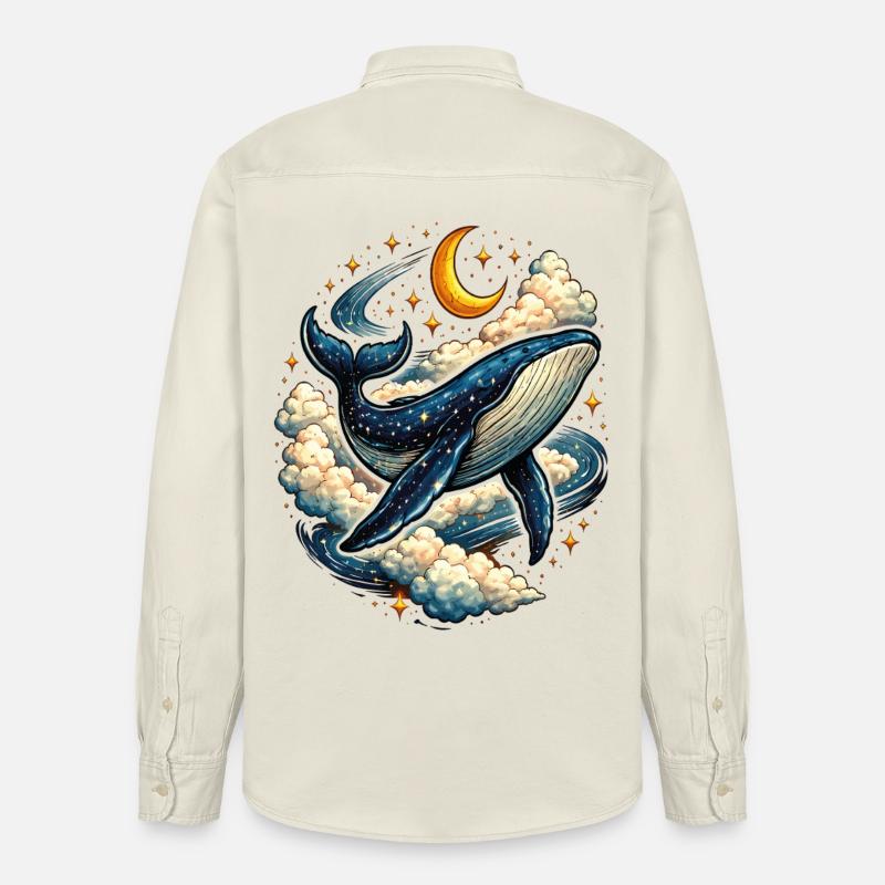 Baleine Céleste dans les Nuages - Chemise unisexe coupe décontractée bio Stanley/Stella - écru doux