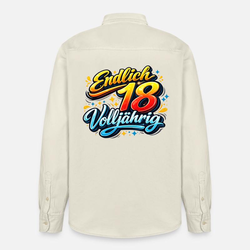 Endlich 18 Volljährig Neon Script - Relaxed Fit Unisex Organic Hemd von Stanley/Stella - Natur