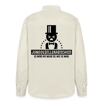 Junggesellenabschied – Nie Mehr Wie Es War! (B) - Relaxed Fit Unisex Organic Hemd von Stanley/Stella - Natur - Hinten - AI Model Male 178 light (178cm)