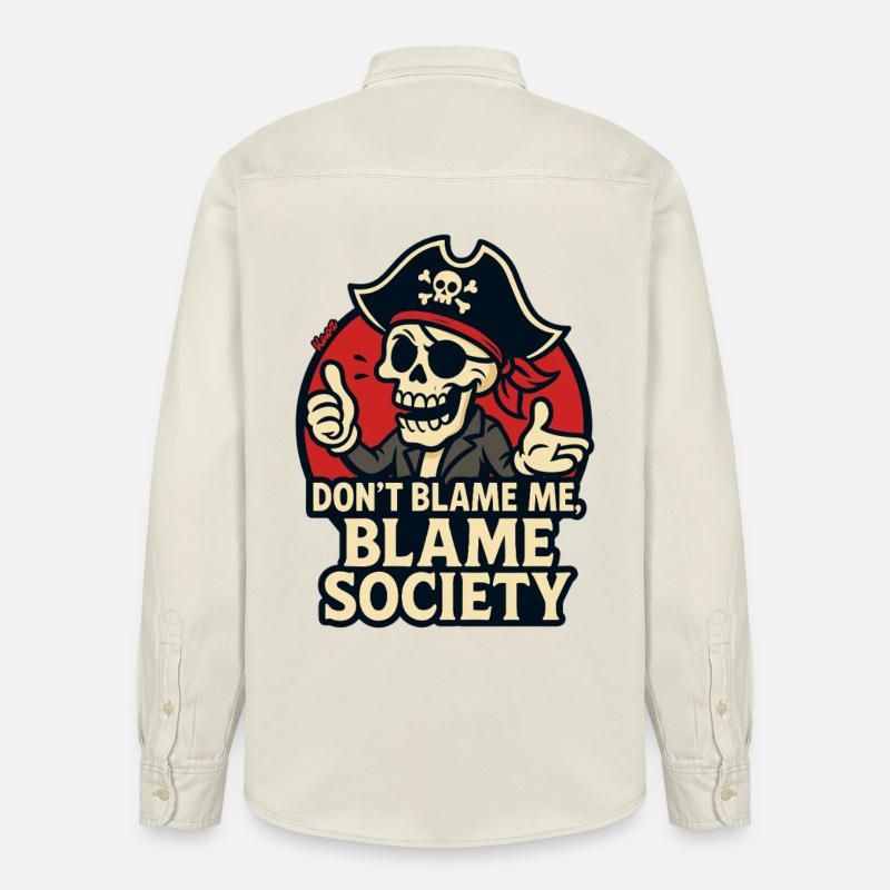 Tee Satire du Crâne de Pirate - Chemise unisexe coupe décontractée bio Stanley/Stella - écru doux
